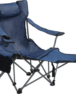 Camping Chairs with Footrest : Folding Lawn Chairs - Heavy Duty Adjustable Camping Chairs with Side Pockets & Cup Holder Carry Bag Included