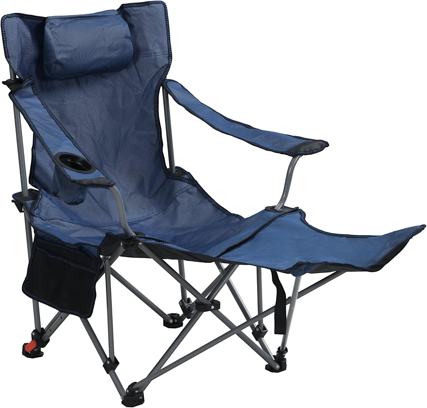 Camping Chairs with Footrest : Folding Lawn Chairs - Heavy Duty Adjustable Camping Chairs with Side Pockets & Cup Holder Carry Bag Included