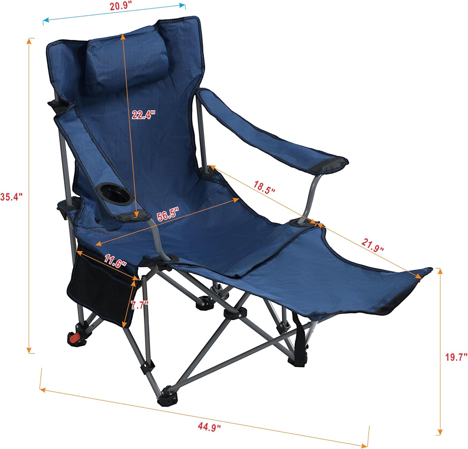 Camping Chairs with Footrest : Folding Lawn Chairs - Heavy Duty Adjustable Camping Chairs with Side Pockets & Cup Holder Carry Bag Included - Image 3