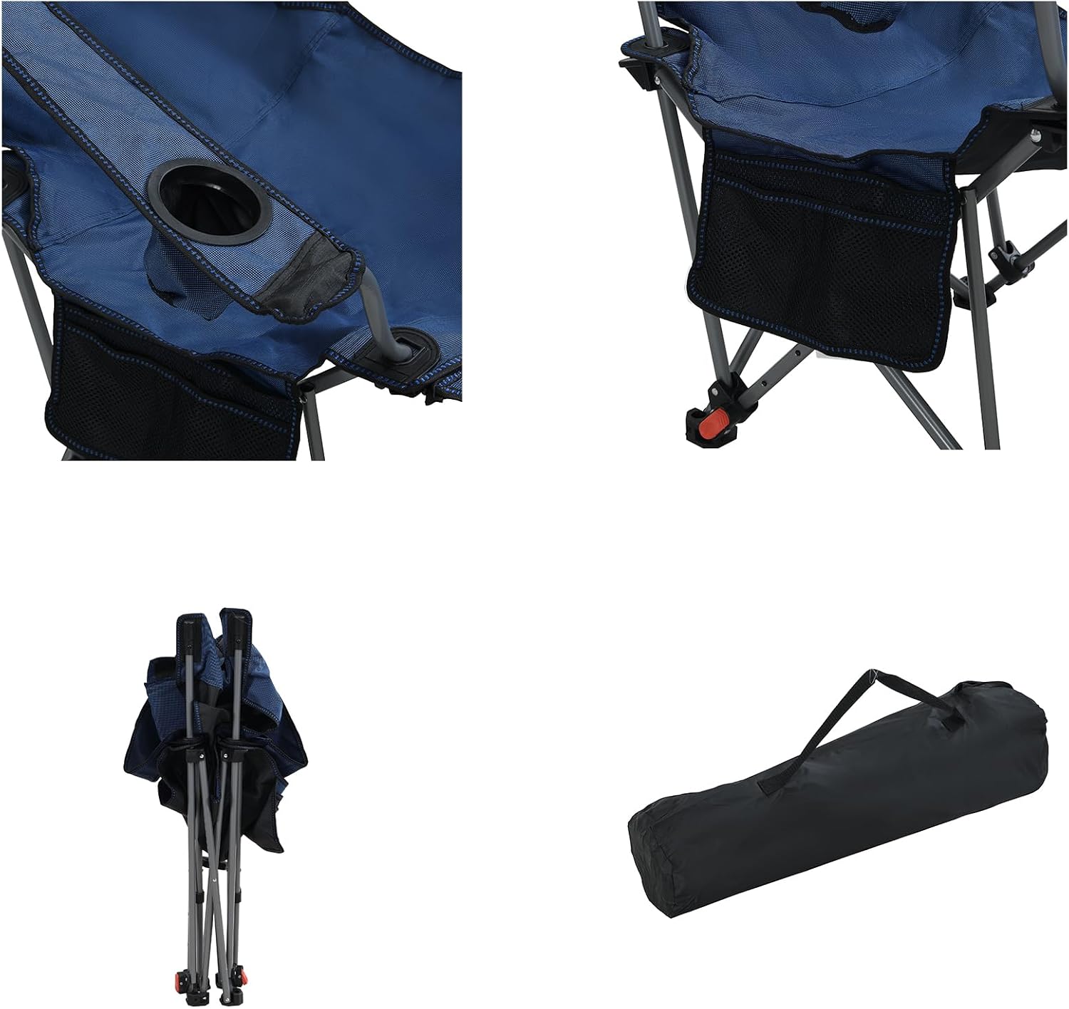 Camping Chairs with Footrest : Folding Lawn Chairs - Heavy Duty Adjustable Camping Chairs with Side Pockets & Cup Holder Carry Bag Included - Image 6