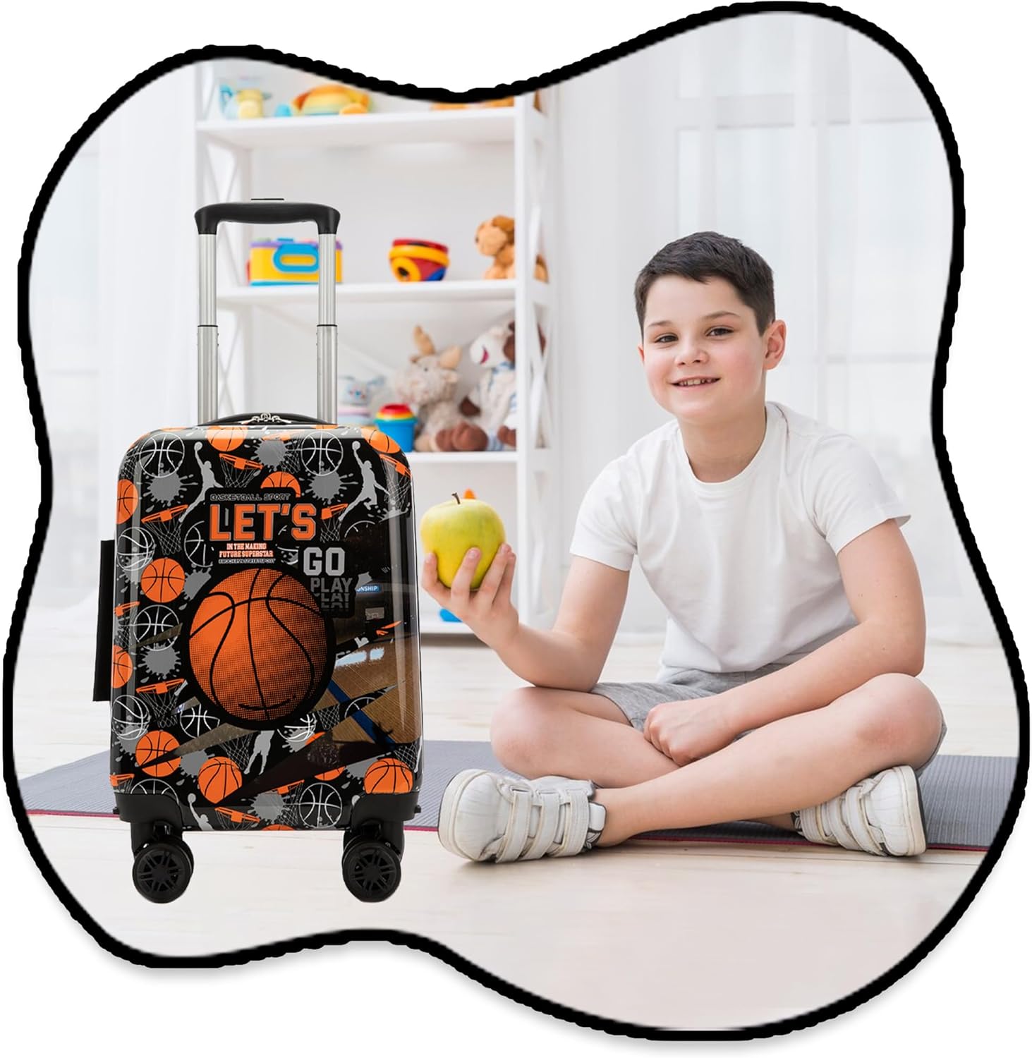 Kids Basketball Suitcase Set for Boys Hardside Luggage with Spinner Wheels 5 Piece 16inch Toddler Suitcase for Boys Travel Carry on Luggage Airline Approved - Image 6
