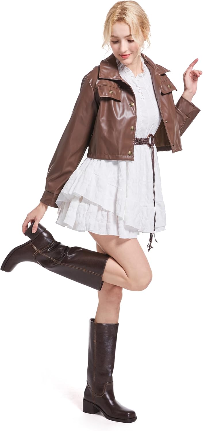 Mid Calf Boots for Women Chunky Block Heel Women’s Tall Boots Square Toe Comfortable Casual Boots Low Heel Trendy Stylish Boots - Image 3