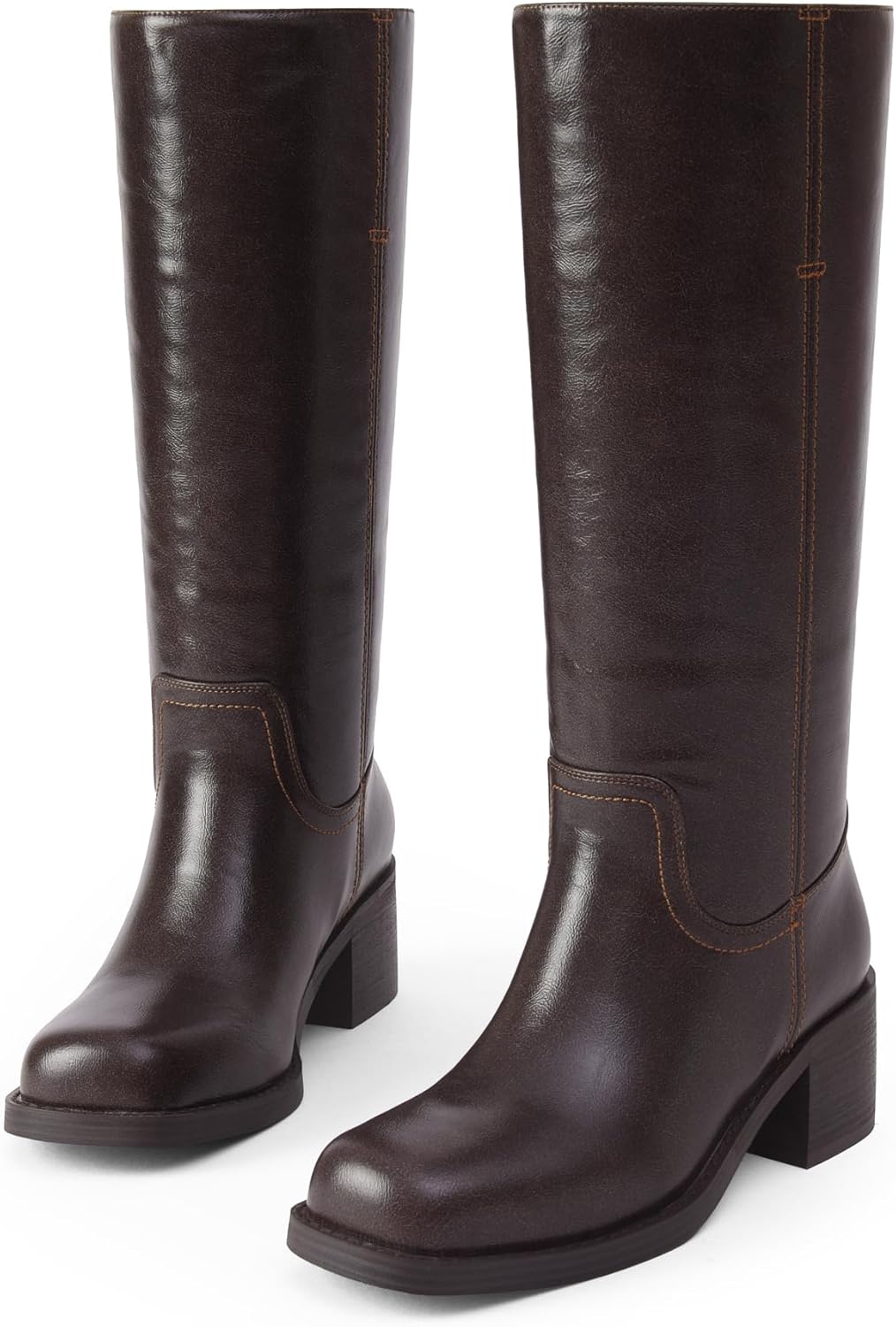 Mid Calf Boots for Women Chunky Block Heel Women’s Tall Boots Square Toe Comfortable Casual Boots Low Heel Trendy Stylish Boots - Image 7